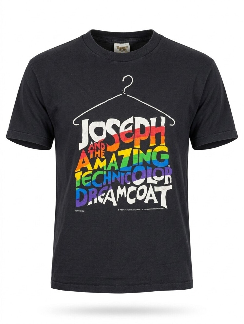 Vintage 91 Joseph Amazing Technicolor Dreamcoat T Shirt M Black Single Stitch VG